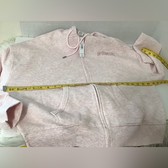Victoria Secret PINK Hoodie Size M 170/96A Pink Full Zip NWT Glitter - Picture 9 of 14